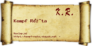 Kempf Réta névjegykártya